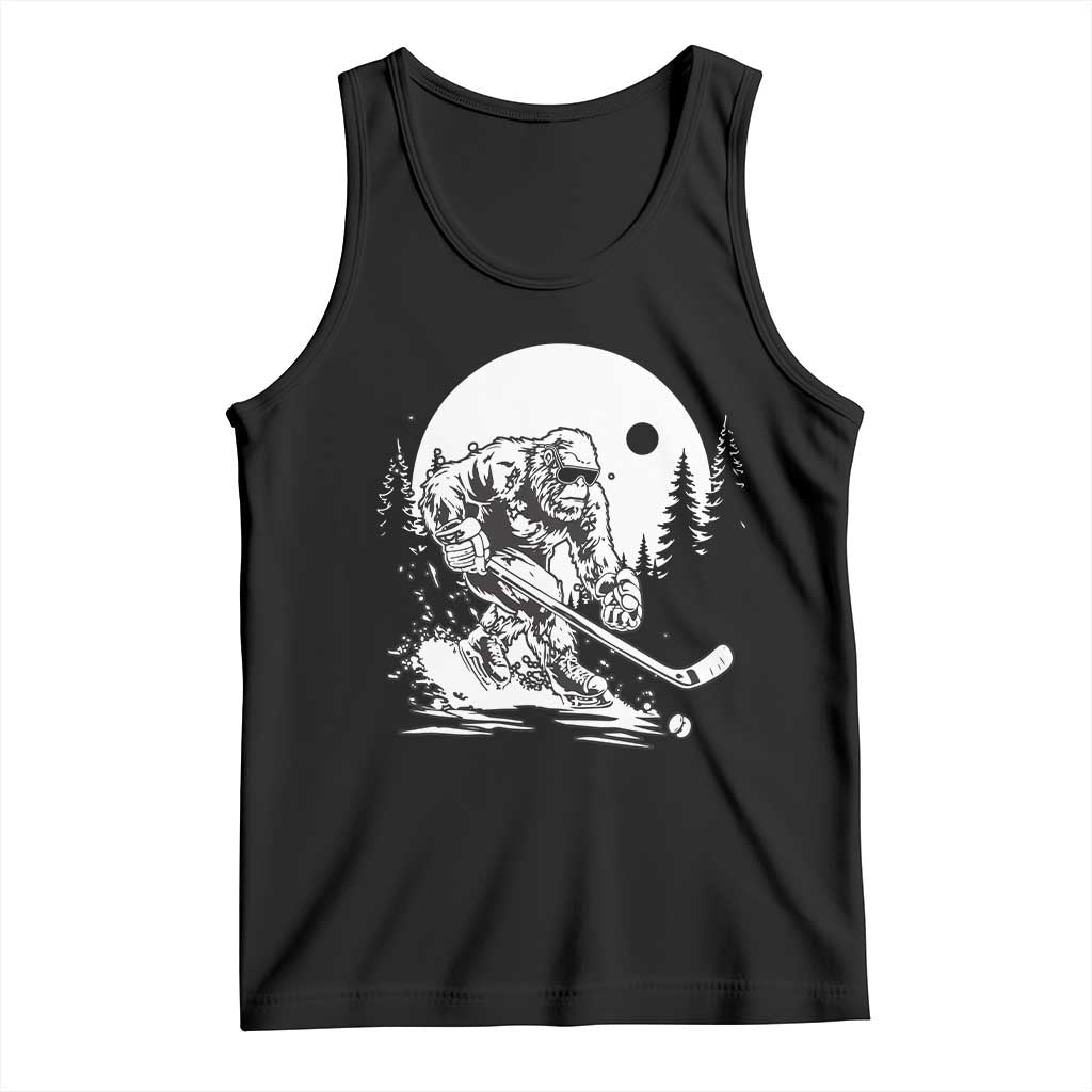Bigfoot Playing Ice Hockey Tank Top Funny Cryptid Sports Gift TS12 Black Print Your Wear