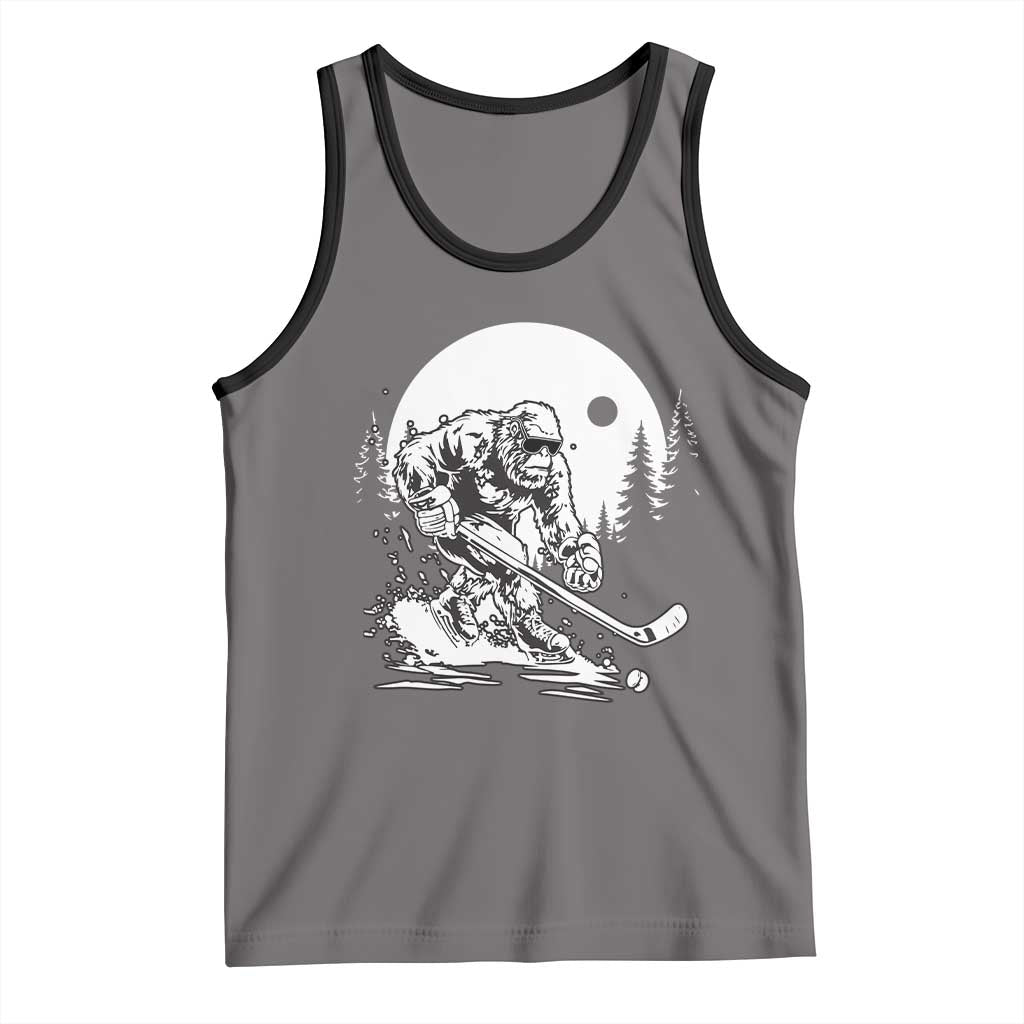 Bigfoot Playing Ice Hockey Tank Top Funny Cryptid Sports Gift TS12 Deep Heather Black Print Your Wear