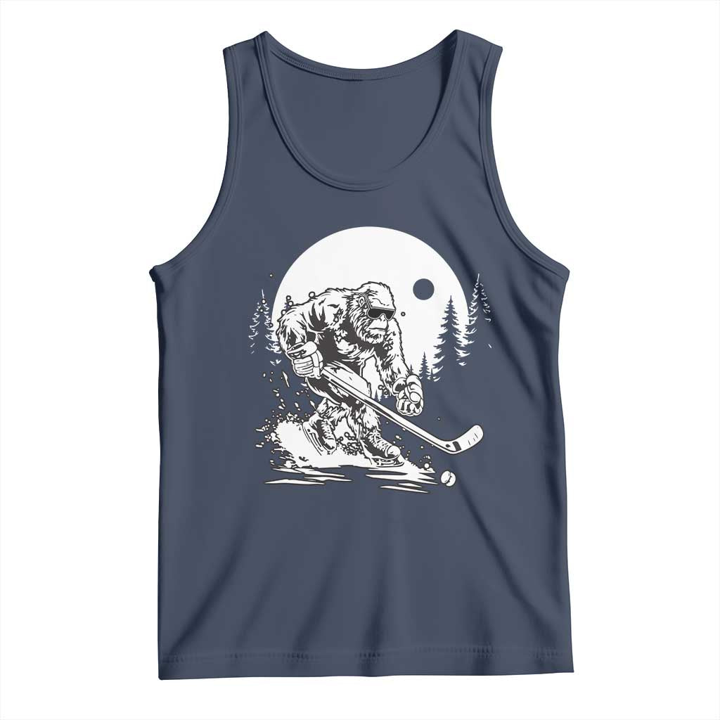 Bigfoot Playing Ice Hockey Tank Top Funny Cryptid Sports Gift TS12 Navy Print Your Wear