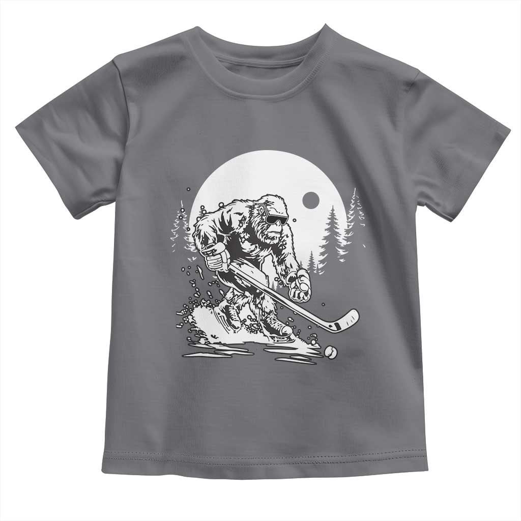 Bigfoot Playing Ice Hockey Toddler T Shirt Funny Cryptid Sports Gift TS12 Charcoal Print Your Wear