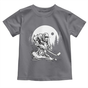 Bigfoot Playing Ice Hockey Toddler T Shirt Funny Cryptid Sports Gift TS12 Charcoal Print Your Wear