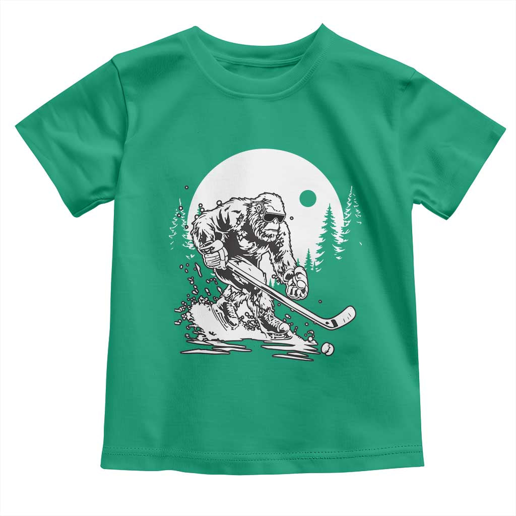 Bigfoot Playing Ice Hockey Toddler T Shirt Funny Cryptid Sports Gift TS12 Irish Green Print Your Wear