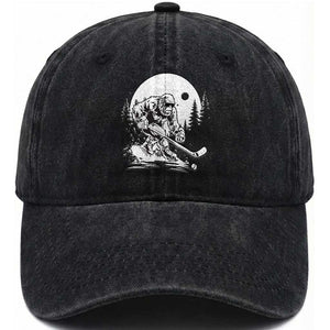 Bigfoot Playing Ice Hockey Washed Cotton Baseball Cap Funny Cryptid Sports Gift TS12 Print Your Wear