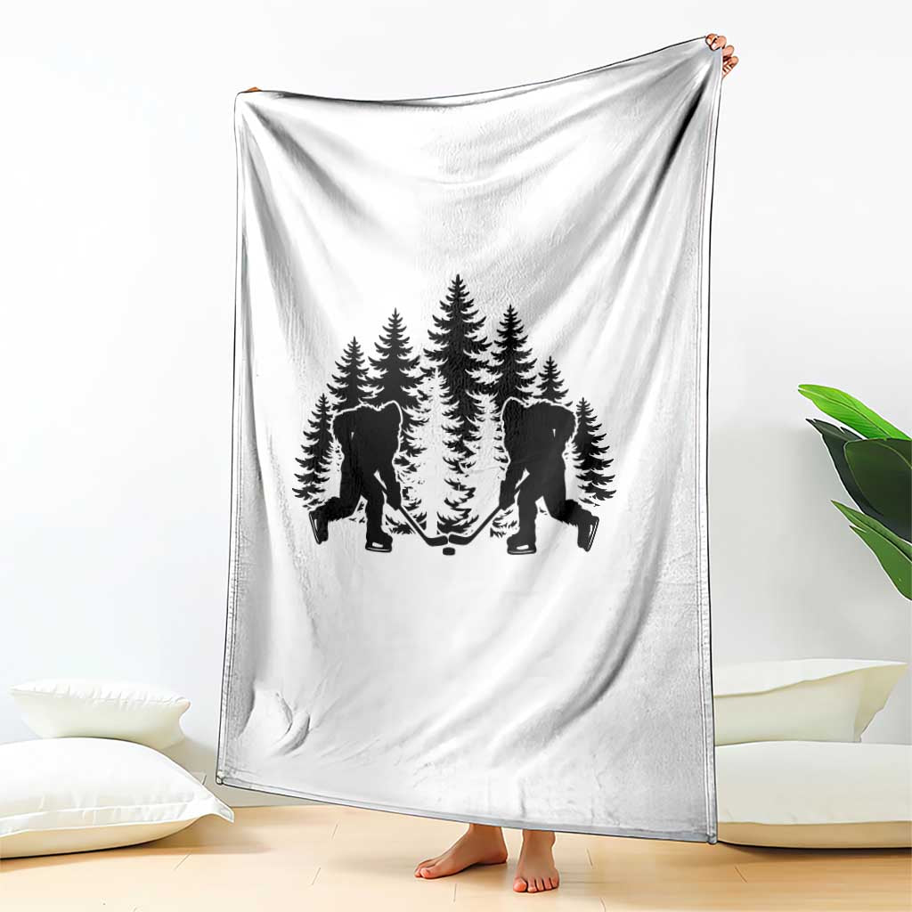 Funny Bigfoot Playing Ice Hockey Throw Blanket Cryptid Lover Gift TS12 Print Your Wear
