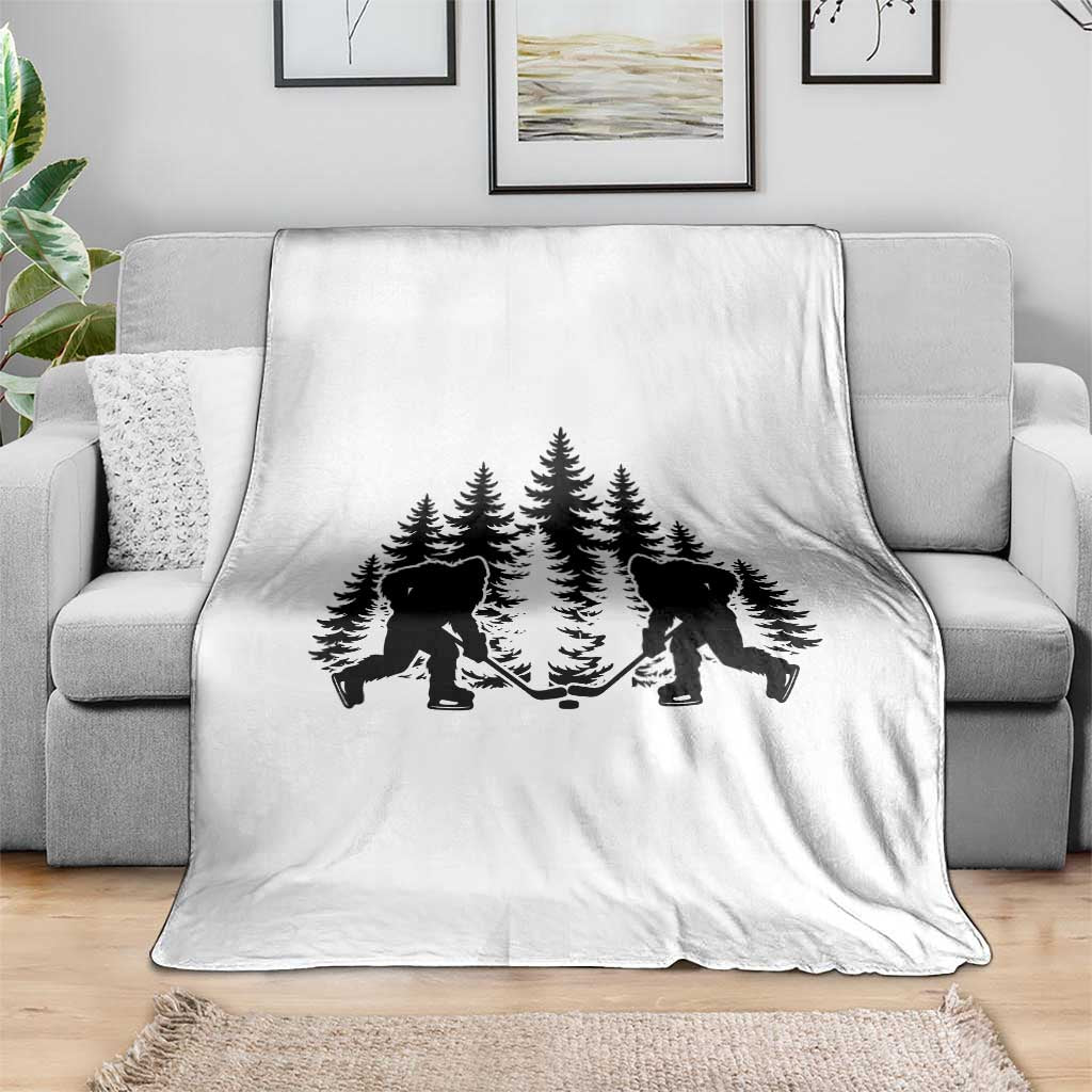 Funny Bigfoot Playing Ice Hockey Throw Blanket Cryptid Lover Gift TS12 Print Your Wear