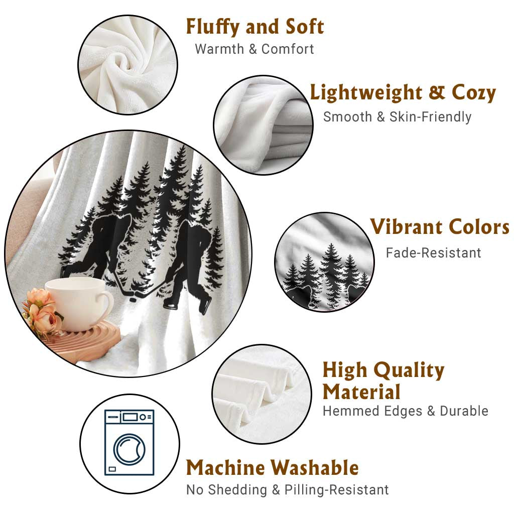 Funny Bigfoot Playing Ice Hockey Throw Blanket Cryptid Lover Gift TS12 Print Your Wear