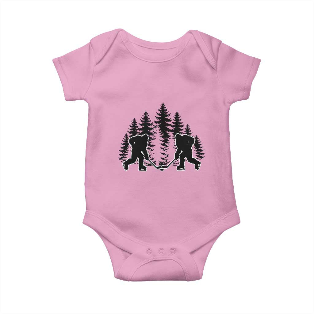 Funny Bigfoot Playing Ice Hockey Baby Onesie Cryptid Lover Gift TS12 Light Pink Print Your Wear