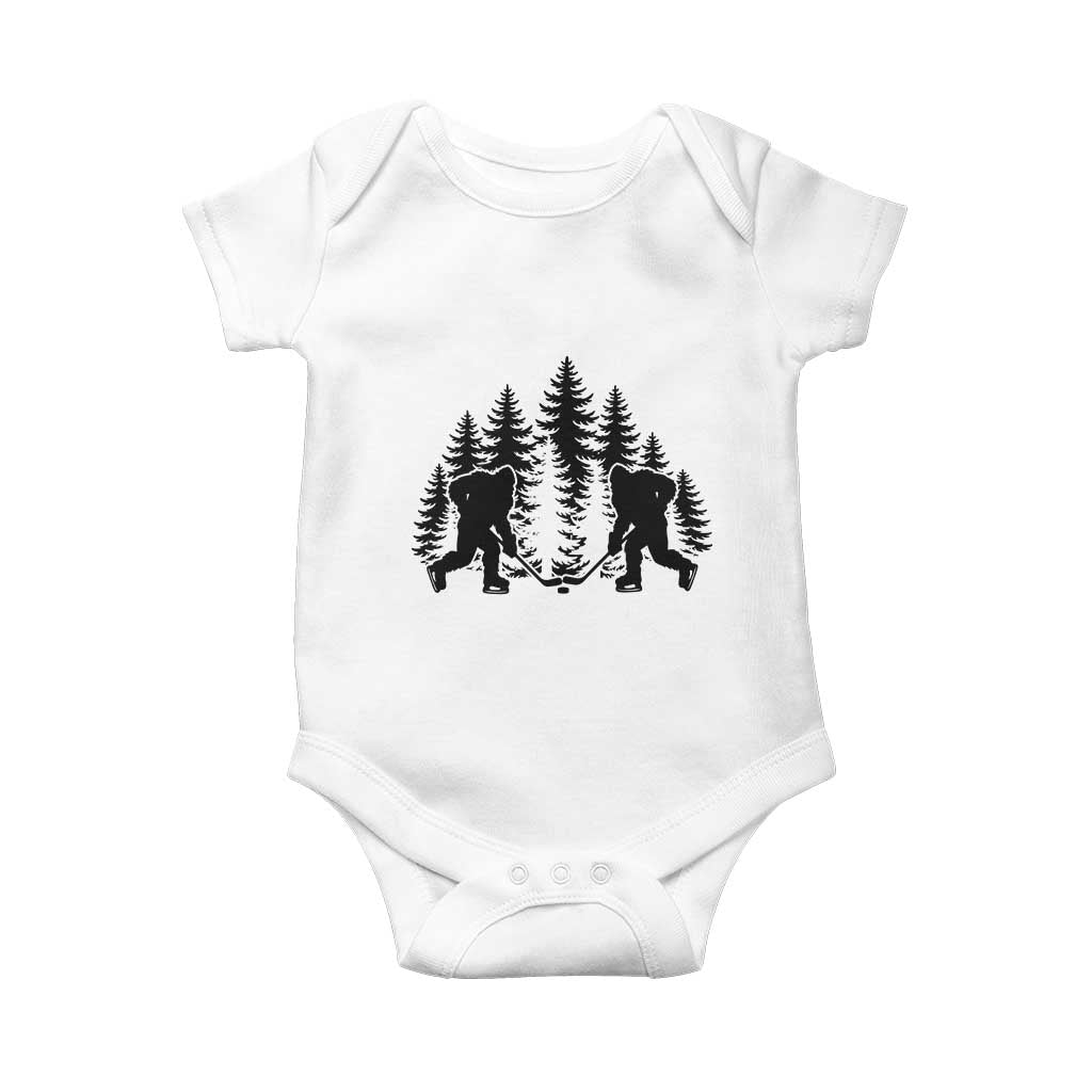 Funny Bigfoot Playing Ice Hockey Baby Onesie Cryptid Lover Gift TS12 White Print Your Wear