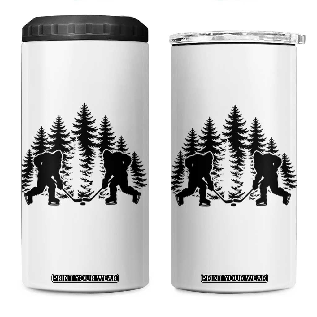 Funny Bigfoot Playing Ice Hockey 4 in 1 Can Cooler Tumbler Cryptid Lover Gift TS12 One Size: 16 oz White Print Your Wear