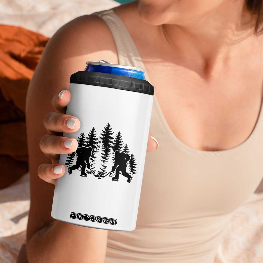 Funny Bigfoot Playing Ice Hockey 4 in 1 Can Cooler Tumbler Cryptid Lover Gift TS12 Print Your Wear