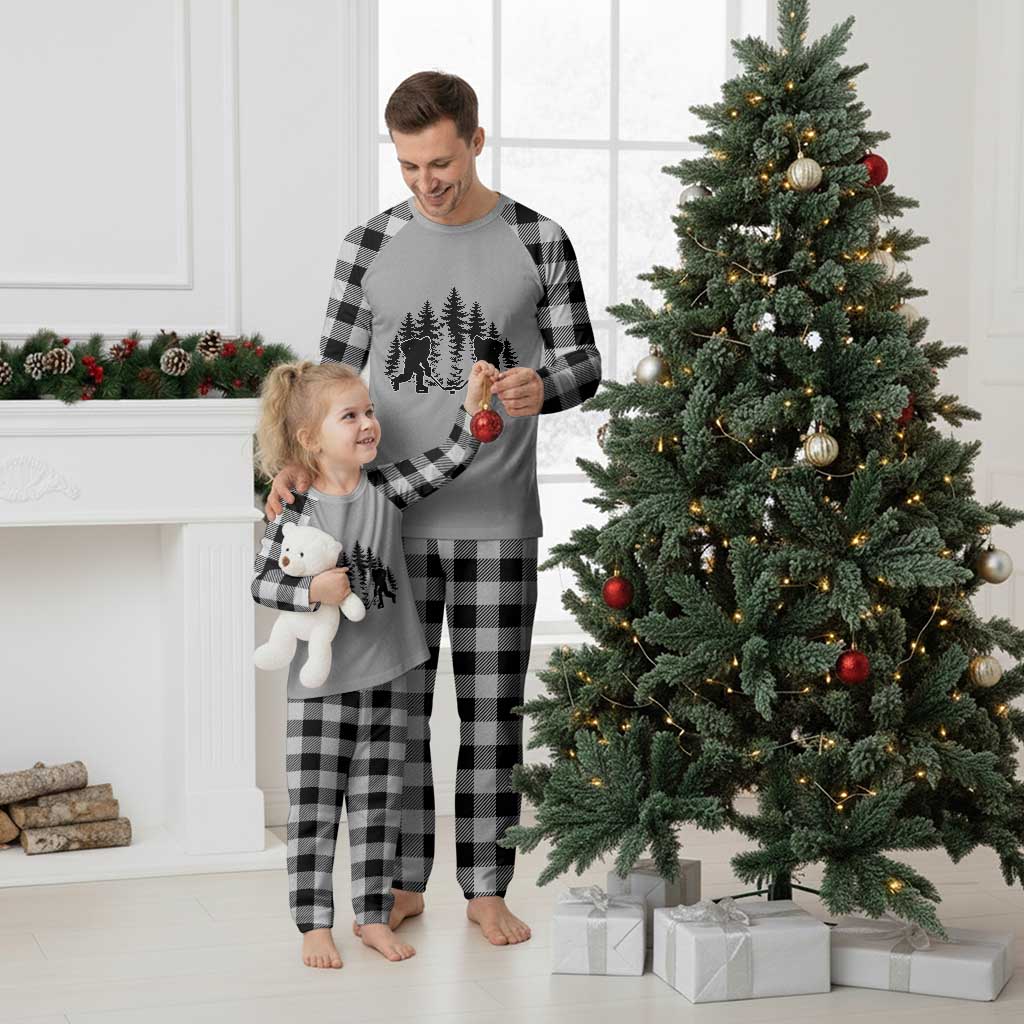 Funny Bigfoot Playing Ice Hockey Plaid Pajama Set Cryptid Lover Gift TS12 White Plaid Print Your Wear