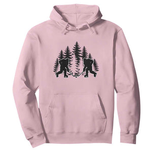 Funny Bigfoot Playing Ice Hockey Hoodie Cryptid Lover Gift TS12 Light Pink Print Your Wear
