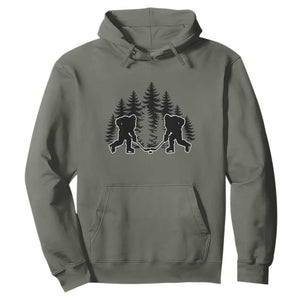 Funny Bigfoot Playing Ice Hockey Hoodie Cryptid Lover Gift TS12 Military Green Print Your Wear