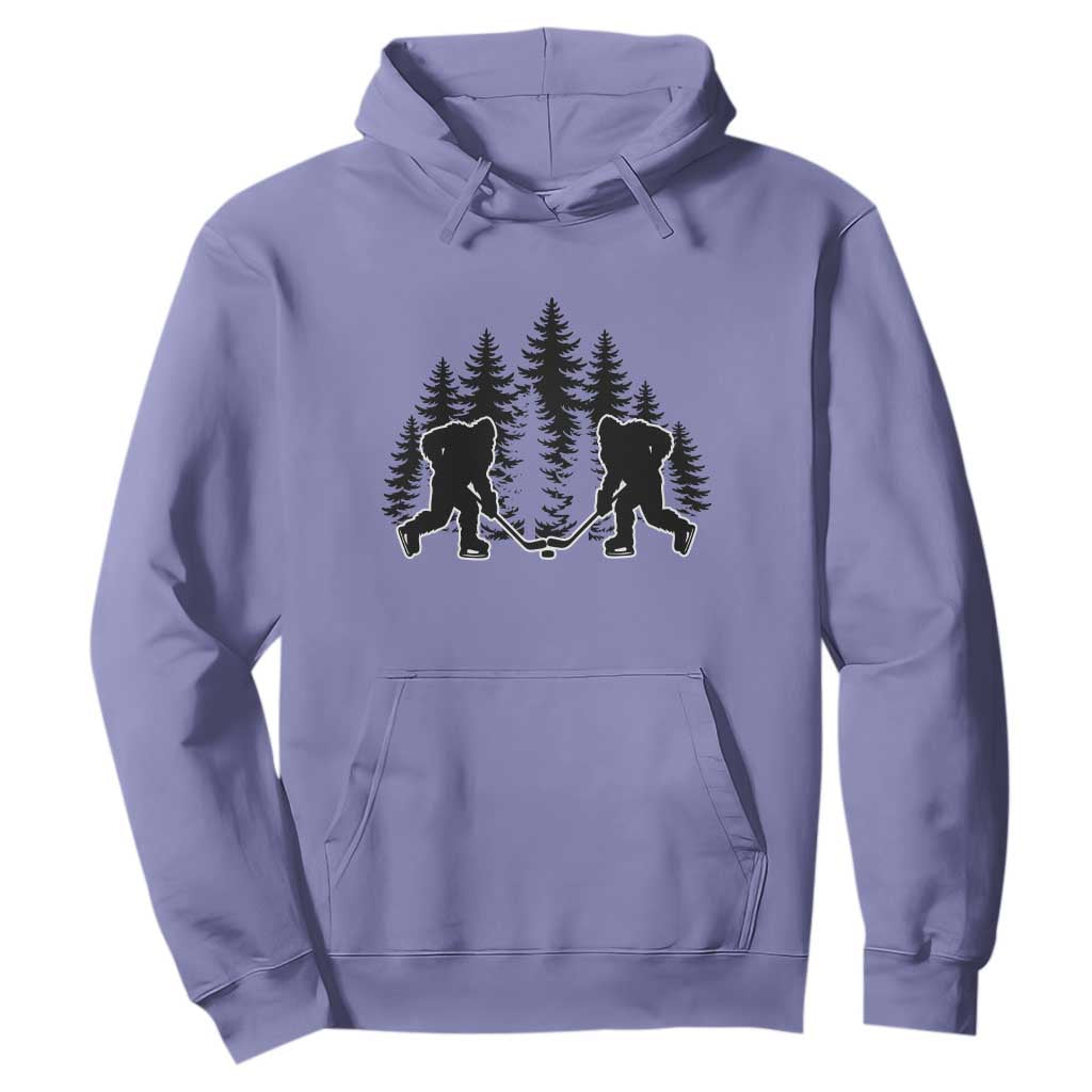 Funny Bigfoot Playing Ice Hockey Hoodie Cryptid Lover Gift TS12 Violet Print Your Wear