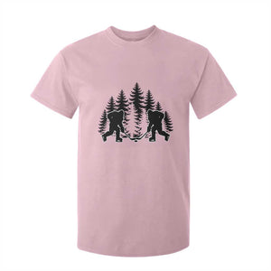Funny Bigfoot Playing Ice Hockey T Shirt For Kid Cryptid Lover Gift TS12 Light Pink Print Your Wear