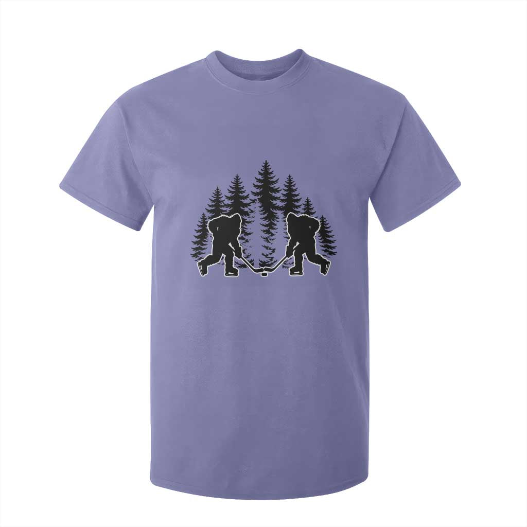Funny Bigfoot Playing Ice Hockey T Shirt For Kid Cryptid Lover Gift TS12 Violet Print Your Wear