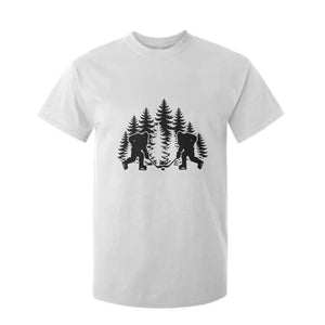 Funny Bigfoot Playing Ice Hockey T Shirt For Kid Cryptid Lover Gift TS12 White Print Your Wear