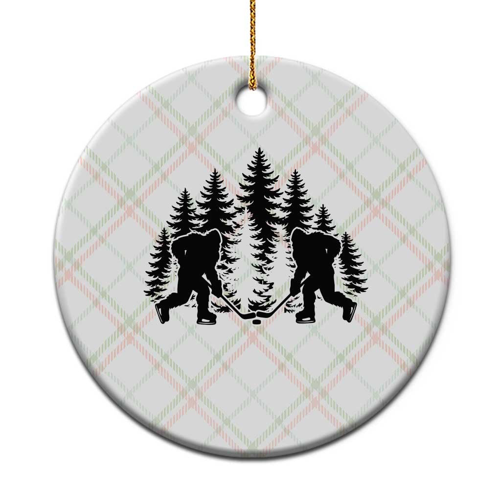 Funny Bigfoot Playing Ice Hockey Ceramic Ornament Cryptid Lover Gift TS12 1pc Christmas Plaid Print Your Wear