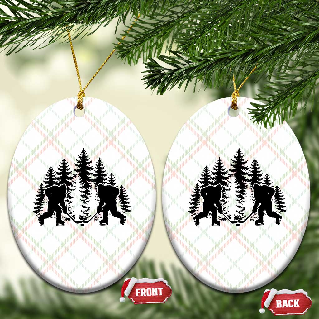 Funny Bigfoot Playing Ice Hockey Ceramic Ornament Cryptid Lover Gift TS12 Print Your Wear