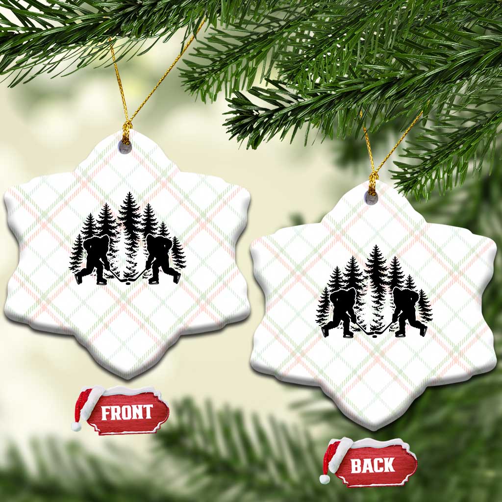 Funny Bigfoot Playing Ice Hockey Ceramic Ornament Cryptid Lover Gift TS12 Print Your Wear