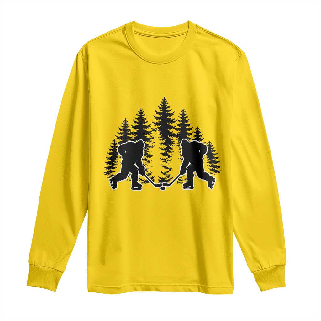 Funny Bigfoot Playing Ice Hockey Long Sleeve Shirt Cryptid Lover Gift TS12 Daisy Print Your Wear