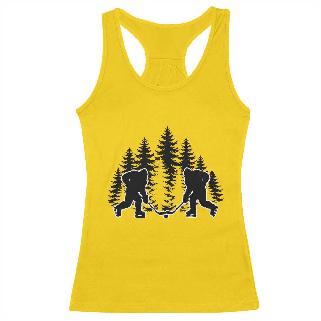 Funny Bigfoot Playing Ice Hockey Racerback Tank Top Cryptid Lover Gift TS12 Daisy Print Your Wear