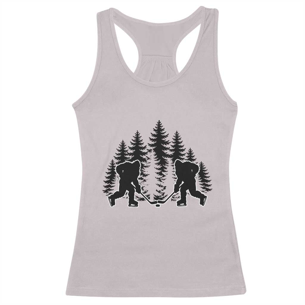 Funny Bigfoot Playing Ice Hockey Racerback Tank Top Cryptid Lover Gift TS12 Ice Gray Print Your Wear