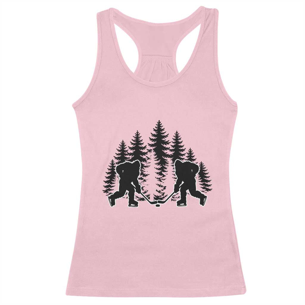 Funny Bigfoot Playing Ice Hockey Racerback Tank Top Cryptid Lover Gift TS12 Light Pink Print Your Wear