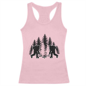 Funny Bigfoot Playing Ice Hockey Racerback Tank Top Cryptid Lover Gift TS12 Light Pink Print Your Wear