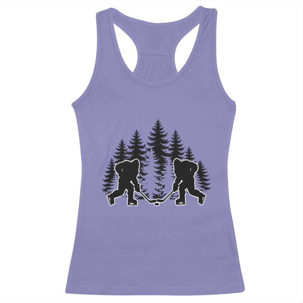 Funny Bigfoot Playing Ice Hockey Racerback Tank Top Cryptid Lover Gift TS12 Violet Print Your Wear