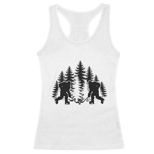 Funny Bigfoot Playing Ice Hockey Racerback Tank Top Cryptid Lover Gift TS12 White Print Your Wear