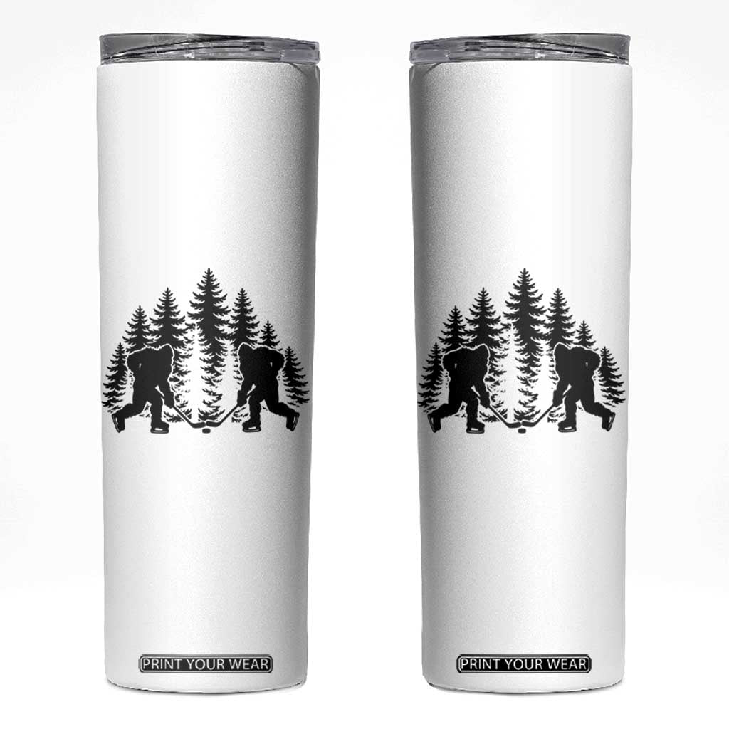 Funny Bigfoot Playing Ice Hockey Skinny Tumbler Cryptid Lover Gift TS12 White Print Your Wear