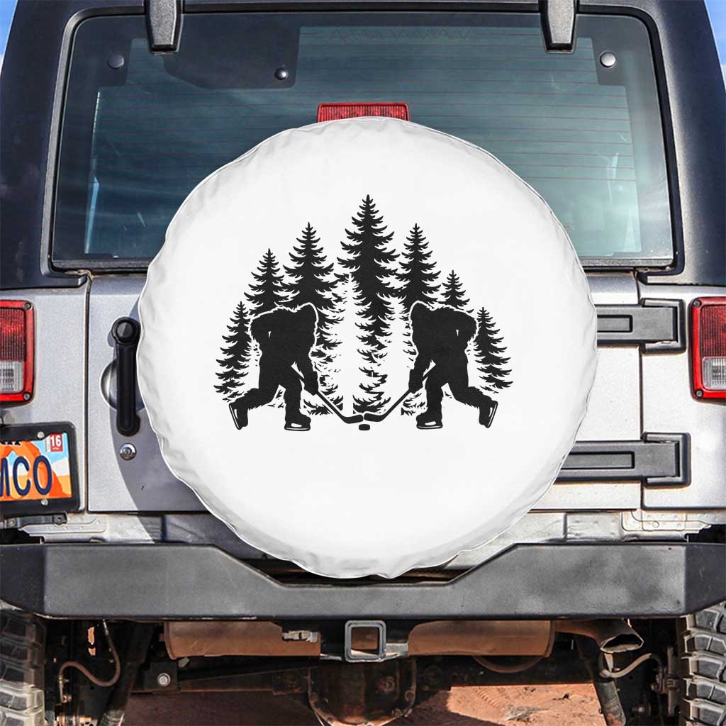 Funny Bigfoot Playing Ice Hockey Spare Tire Cover Cryptid Lover Gift TS12 No hole White Print Your Wear
