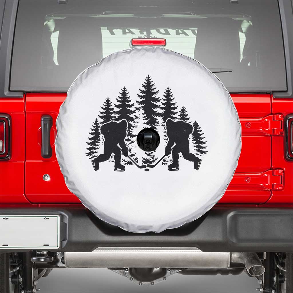 Funny Bigfoot Playing Ice Hockey Spare Tire Cover Cryptid Lover Gift TS12 White Print Your Wear