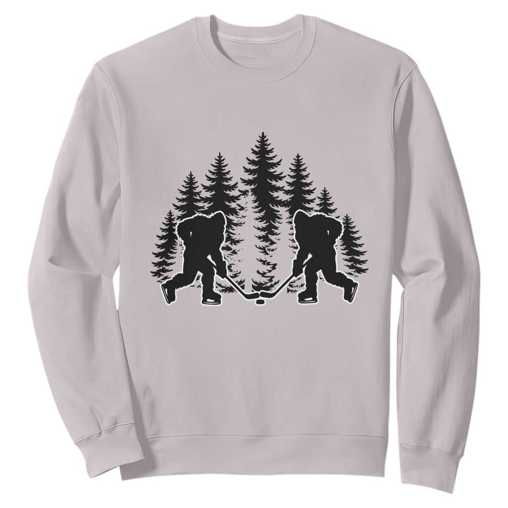 Funny Bigfoot Playing Ice Hockey Sweatshirt Cryptid Lover Gift TS12 Ice Gray Print Your Wear
