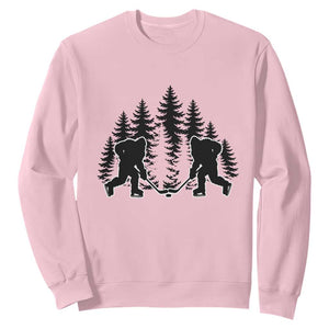Funny Bigfoot Playing Ice Hockey Sweatshirt Cryptid Lover Gift TS12 Light Pink Print Your Wear