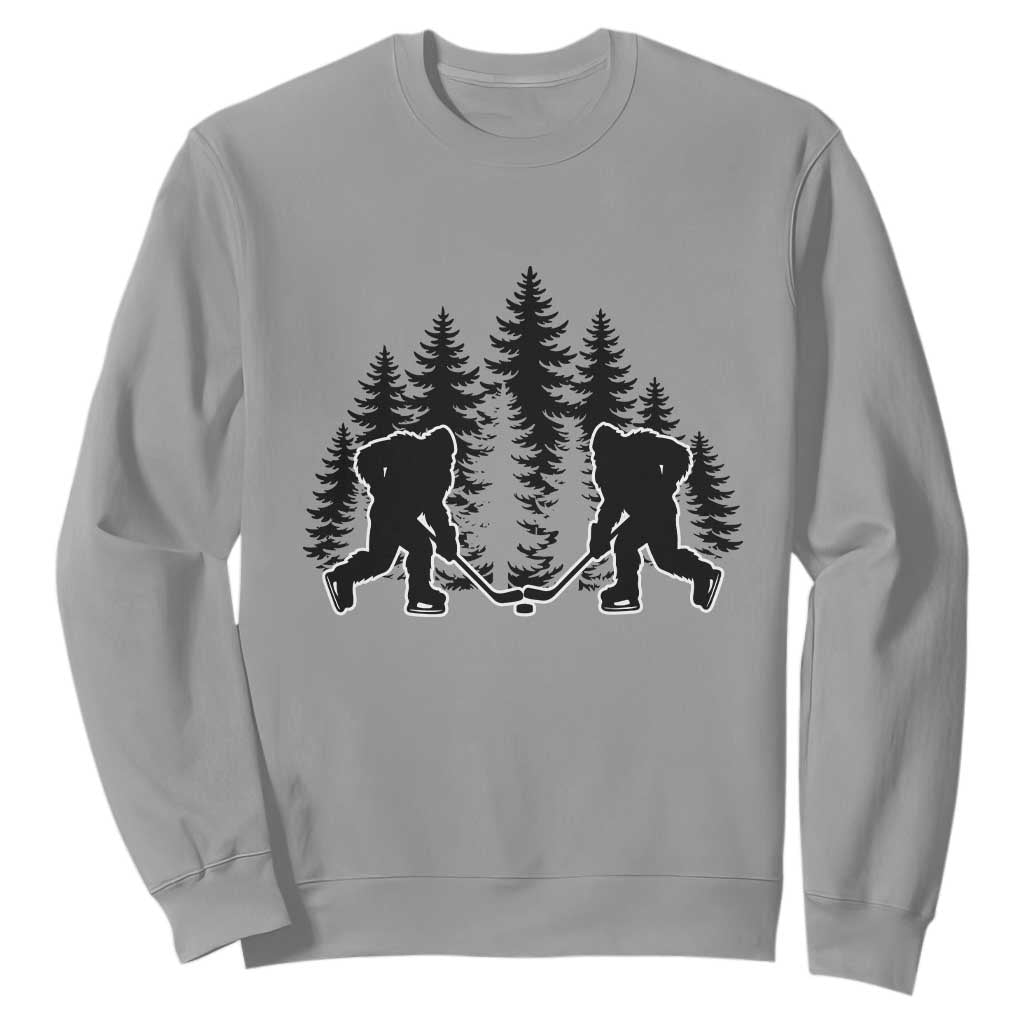 Funny Bigfoot Playing Ice Hockey Sweatshirt Cryptid Lover Gift TS12 Sport Gray Print Your Wear