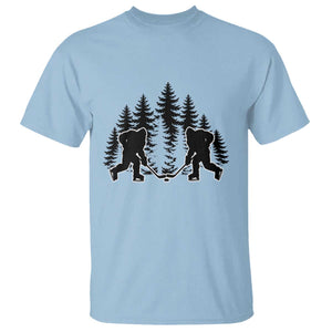 Funny Bigfoot Playing Ice Hockey T Shirt Cryptid Lover Gift TS12 Light Blue Print Your Wear