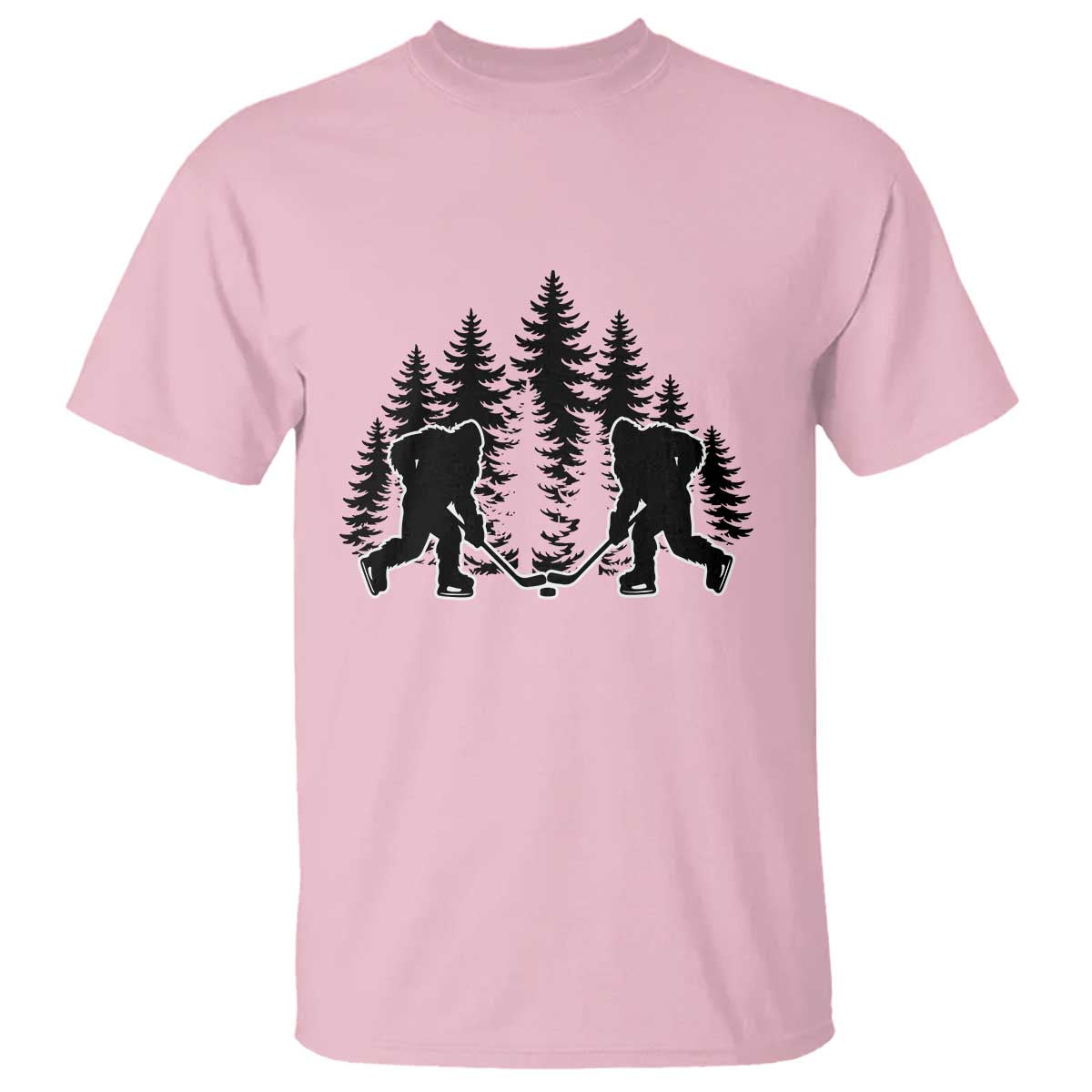 Funny Bigfoot Playing Ice Hockey T Shirt Cryptid Lover Gift TS12 Light Pink Print Your Wear