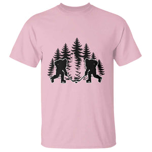Funny Bigfoot Playing Ice Hockey T Shirt Cryptid Lover Gift TS12 Light Pink Print Your Wear