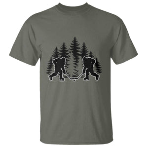 Funny Bigfoot Playing Ice Hockey T Shirt Cryptid Lover Gift TS12 Military Green Print Your Wear