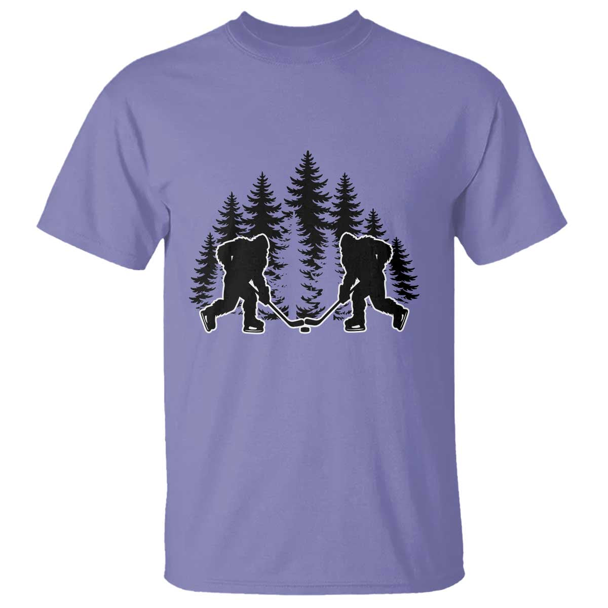 Funny Bigfoot Playing Ice Hockey T Shirt Cryptid Lover Gift TS12 Violet Print Your Wear