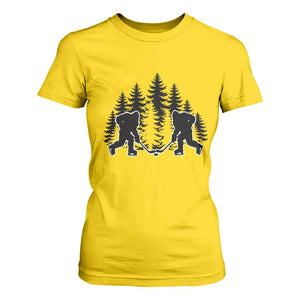 Funny Bigfoot Playing Ice Hockey T Shirt For Women Cryptid Lover Gift TS12 Daisy Print Your Wear