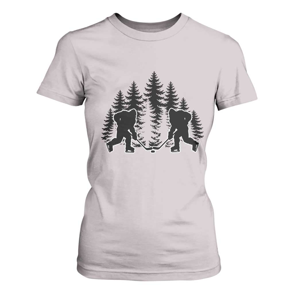 Funny Bigfoot Playing Ice Hockey T Shirt For Women Cryptid Lover Gift TS12 Ice Gray Print Your Wear