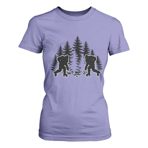 Funny Bigfoot Playing Ice Hockey T Shirt For Women Cryptid Lover Gift TS12 Violet Print Your Wear