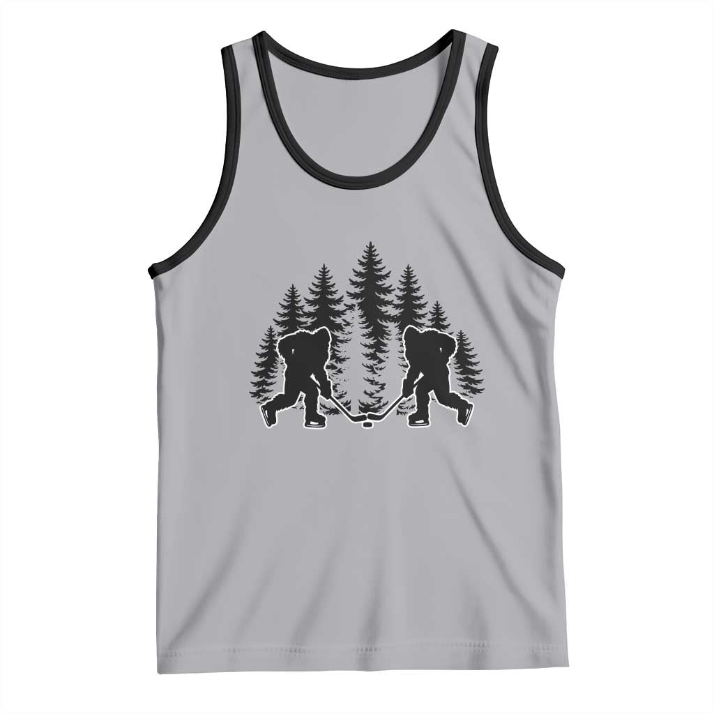 Funny Bigfoot Playing Ice Hockey Tank Top Cryptid Lover Gift TS12 Athletic Heather Black Print Your Wear