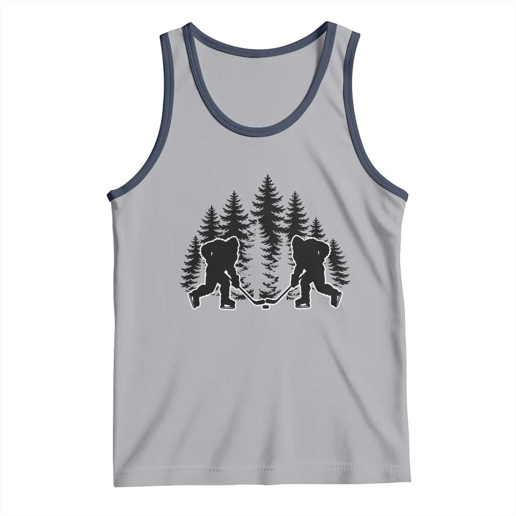 Funny Bigfoot Playing Ice Hockey Tank Top Cryptid Lover Gift TS12 Athletic Heather Navy Print Your Wear