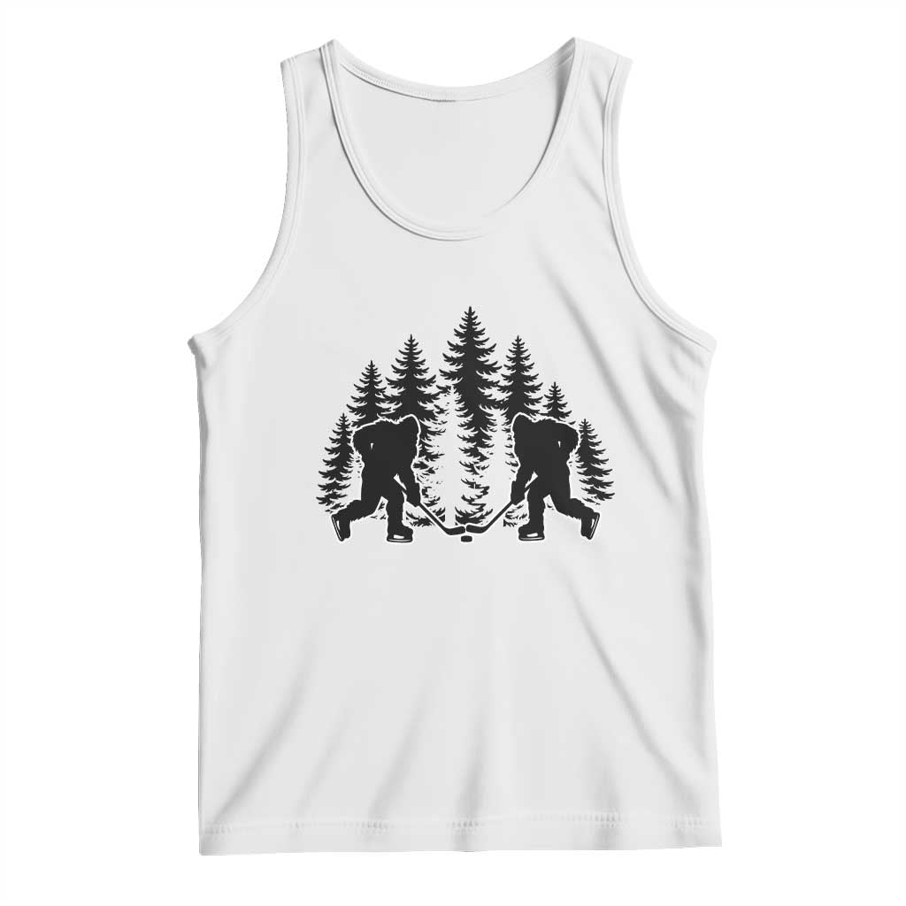 Funny Bigfoot Playing Ice Hockey Tank Top Cryptid Lover Gift TS12 White Print Your Wear