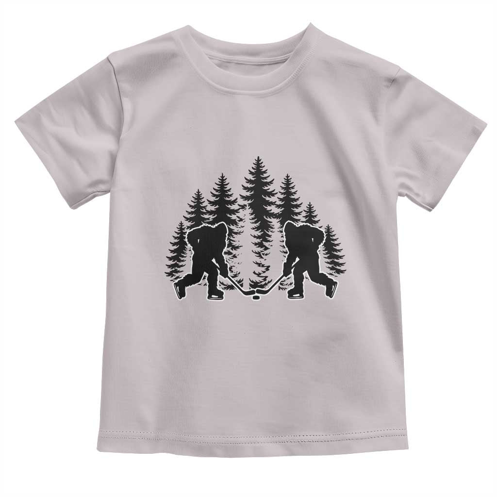 Funny Bigfoot Playing Ice Hockey Toddler T Shirt Cryptid Lover Gift TS12 Ice Gray Print Your Wear