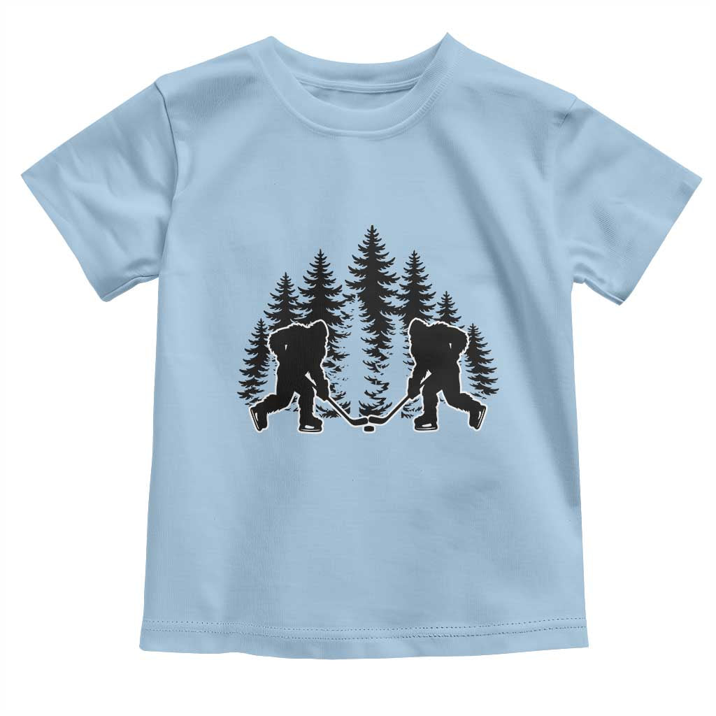 Funny Bigfoot Playing Ice Hockey Toddler T Shirt Cryptid Lover Gift TS12 Light Blue Print Your Wear